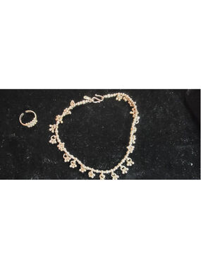 Vtg Indian Sterling Silver Anklet & Toe Ring Set Ghungroo Dangle Boho Tribal 14